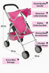 Fash N Kolor open hood doll stroller feature for realistic pretend play
