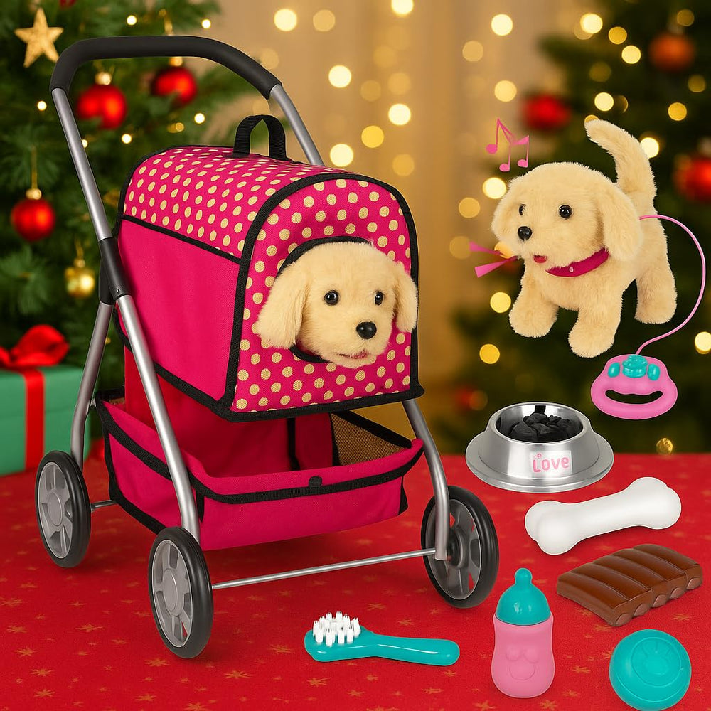 Fash N Kolor Puppy Doll Stroller barking action adds lively pretend play
