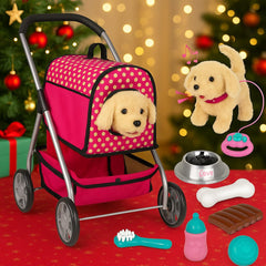 Fash N Kolor Puppy Doll Stroller barking action adds lively pretend play