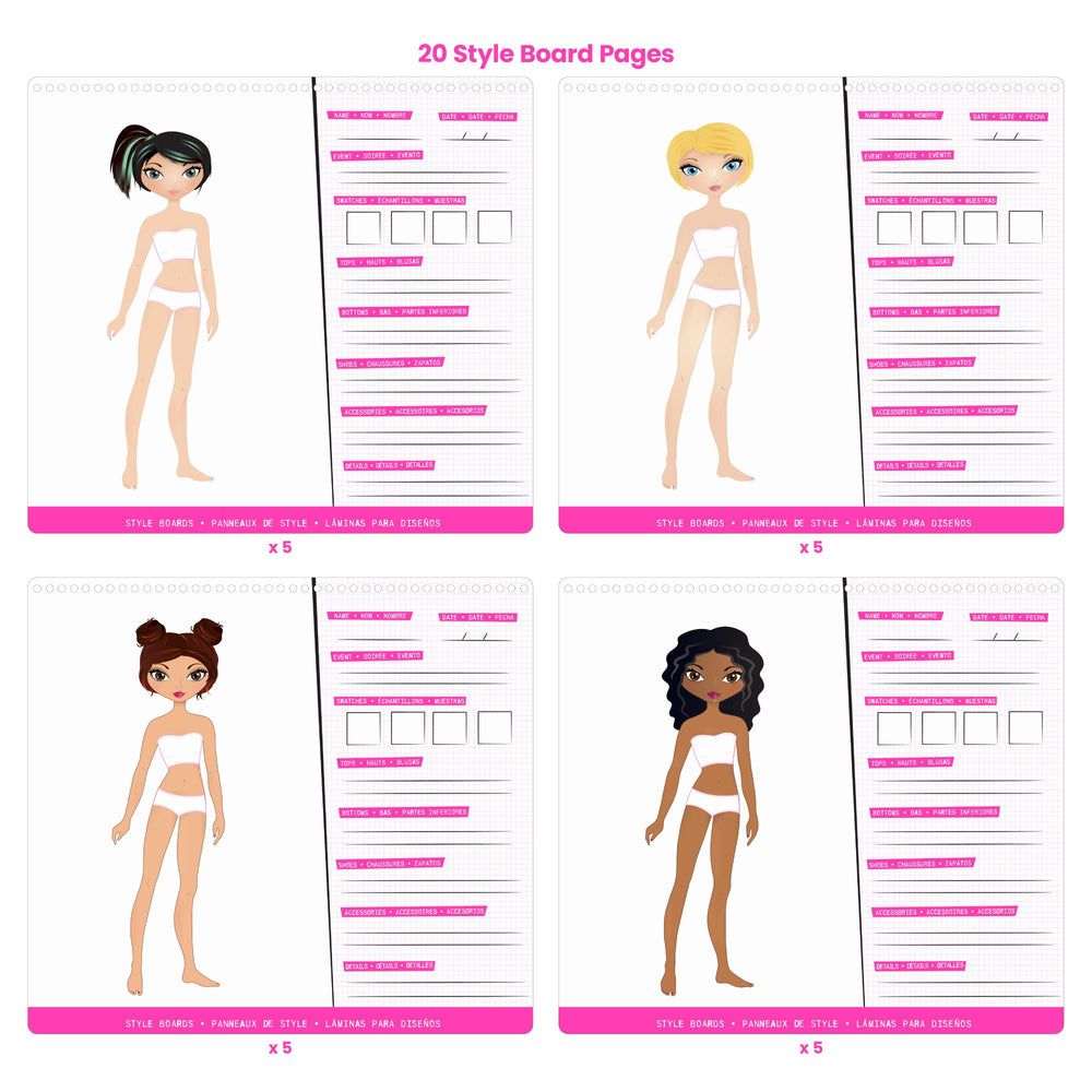 Fashion Angels sticker-by-number sheets spread for guided prompts.