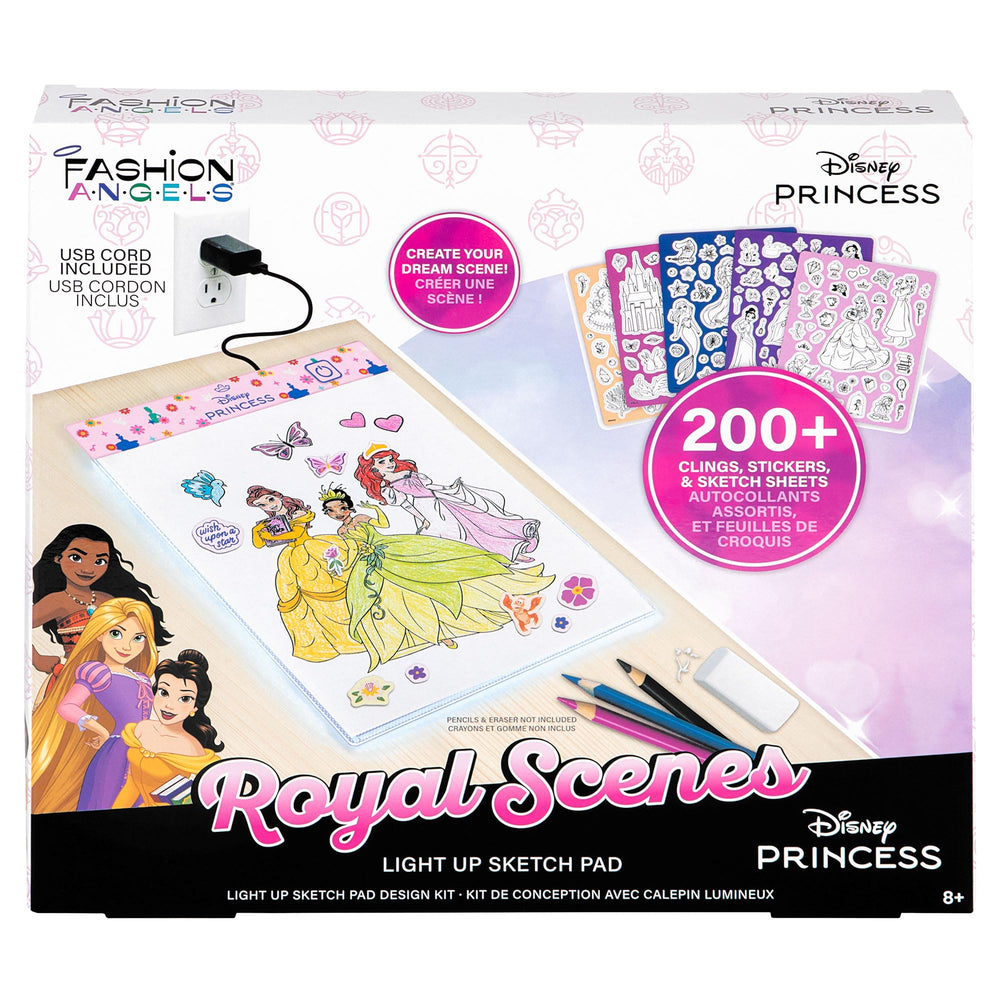 Fashion Angels Disney Princess white paper pad included for practicing designs.