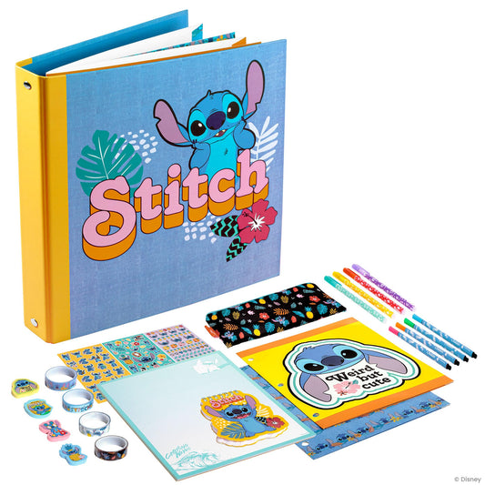 Fashion Angels Disney Stitch 3-ring binder set for organized school storage with fun design.