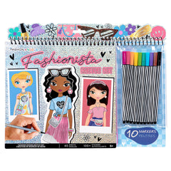Fashion Angels Fashionista Sketch Pad open with silhouettes for easy practice.