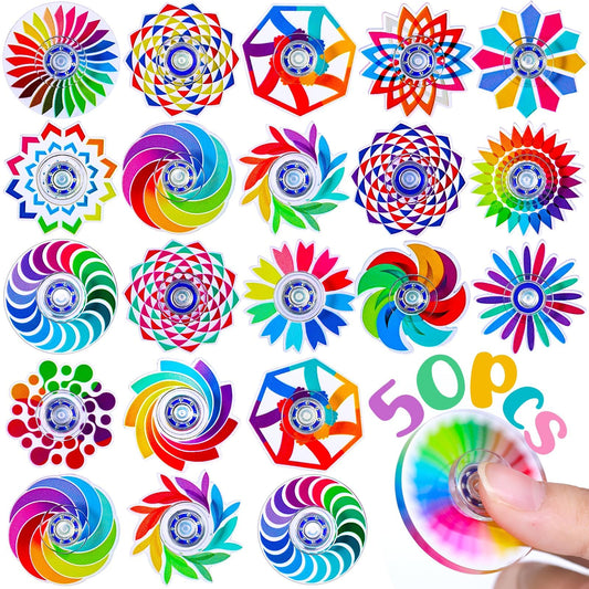 Fasray 50-pack fidget spinners with colorful patterned designs for focus and calm.