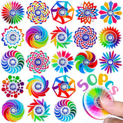Fasray 50-pack fidget spinners with colorful patterned designs for focus and calm.