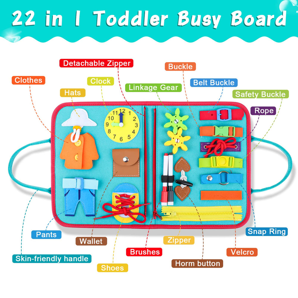 FASTSPOK Busy Board button and buckle detail enhances finger dexterity during dressing tasks