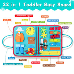 FASTSPOK Busy Board button and buckle detail enhances finger dexterity during dressing tasks