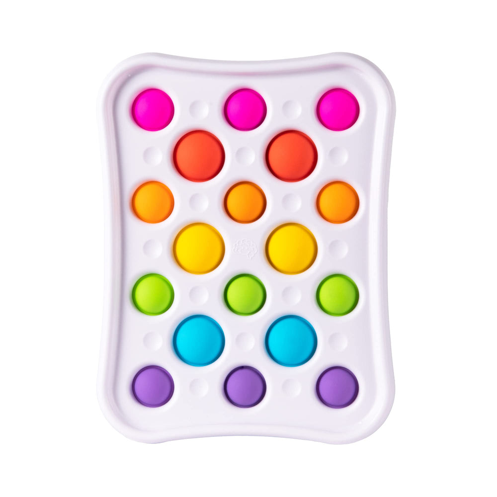 Fat Brain Dimpl Pops close-up of vivid bubbles for tactile play and motor skill practice.