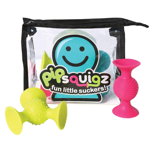 Fat Brain PipSquigz bundle 6-piece collection in bold colors for sensory play