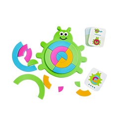 Bugzzle ABS plastic pieces emphasize durable, BPA-free toy play.