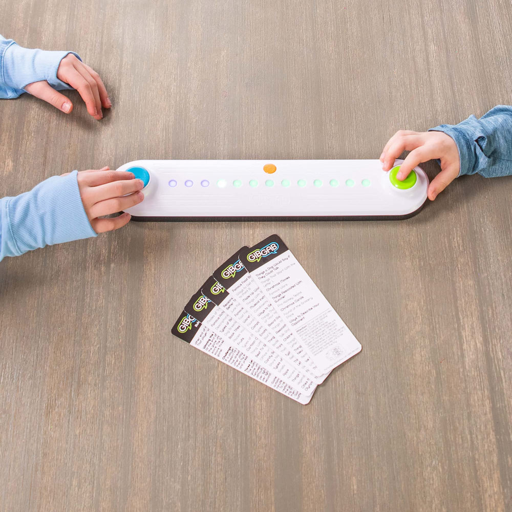 Fat Brain Toys GibGab press button action provides tactile feedback as lights race toward opponents.
