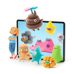 Fat Brain Toys Hey Clay Poop Oops app guides kids through 3D character creation.
