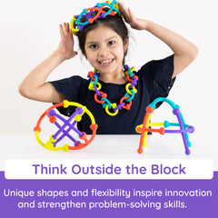 Fat Brain Toys Plip Kit close-up pieces encourage spatial thinking during building sessions.