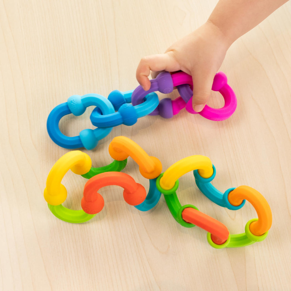 Fat Brain Toys Plip Links motor-skills-play with push-and-pull action.