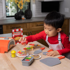 Fat Brain Toys Pretendables Backyard Pizza Oven Set pizza slices with hook-and-loop toppings