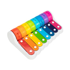 Fat Brain Toys Rock 'N Roller Piano bells closeup for vibrant sensory play