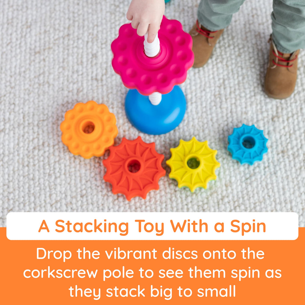 Fat Brain Toys SpinAgain reversible base keeps stacks steady during play