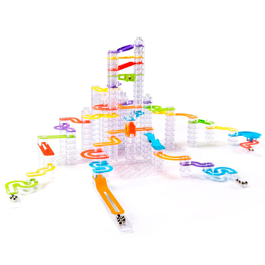Fat Brain Toys Trestle Tracks Pro base setup for quick play and exploration.