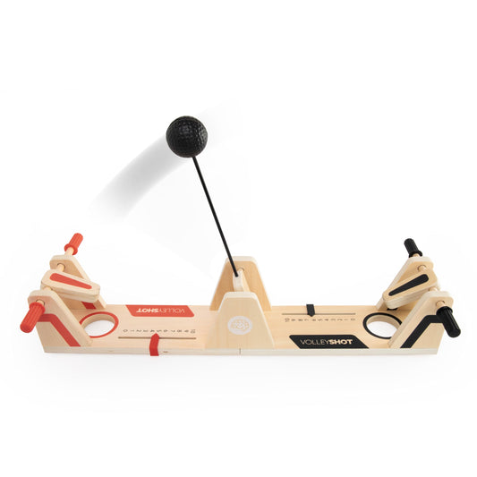 Fat Brain Toys VolleyShot wooden board ready for two-player practice and family play