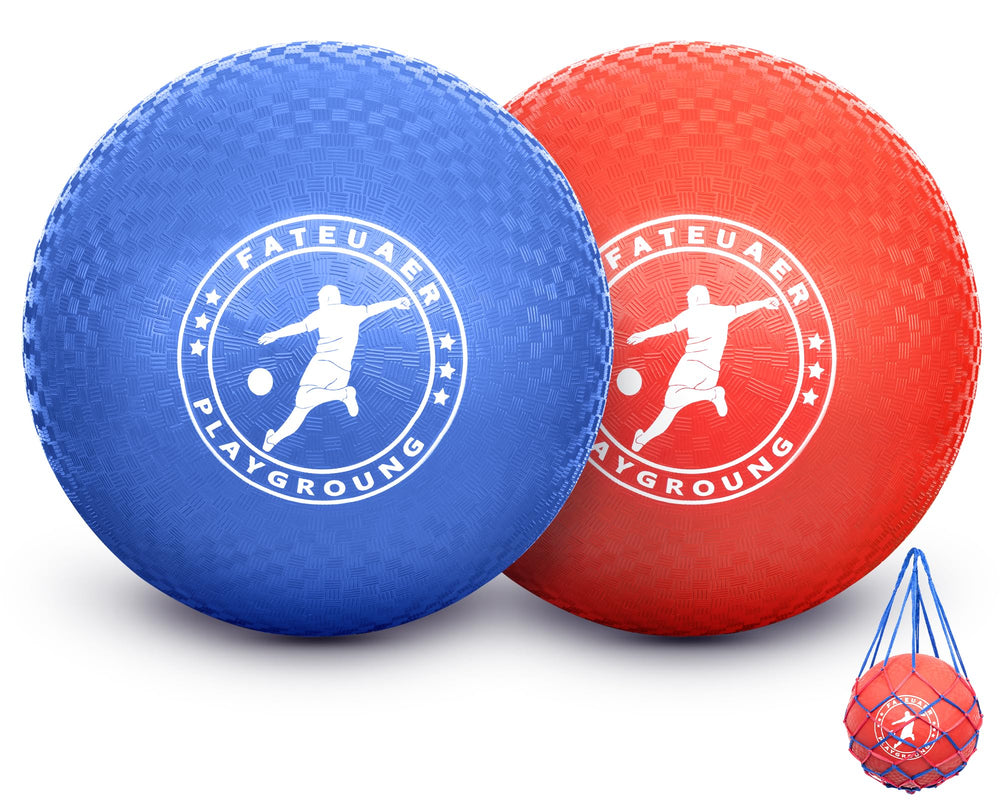 FATEUAER 10 inch kickball set in red and blue for outdoor play and safe handling