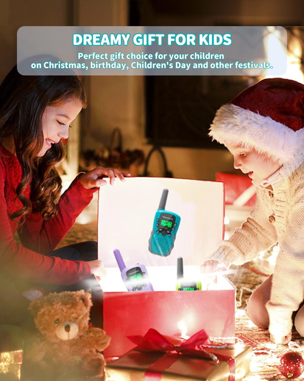 FAYOGOO walkie talkies come with flashlight for low-light explorations.
