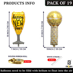 FazBh Happy New Year round balloons 22 inch enhance ceiling clusters