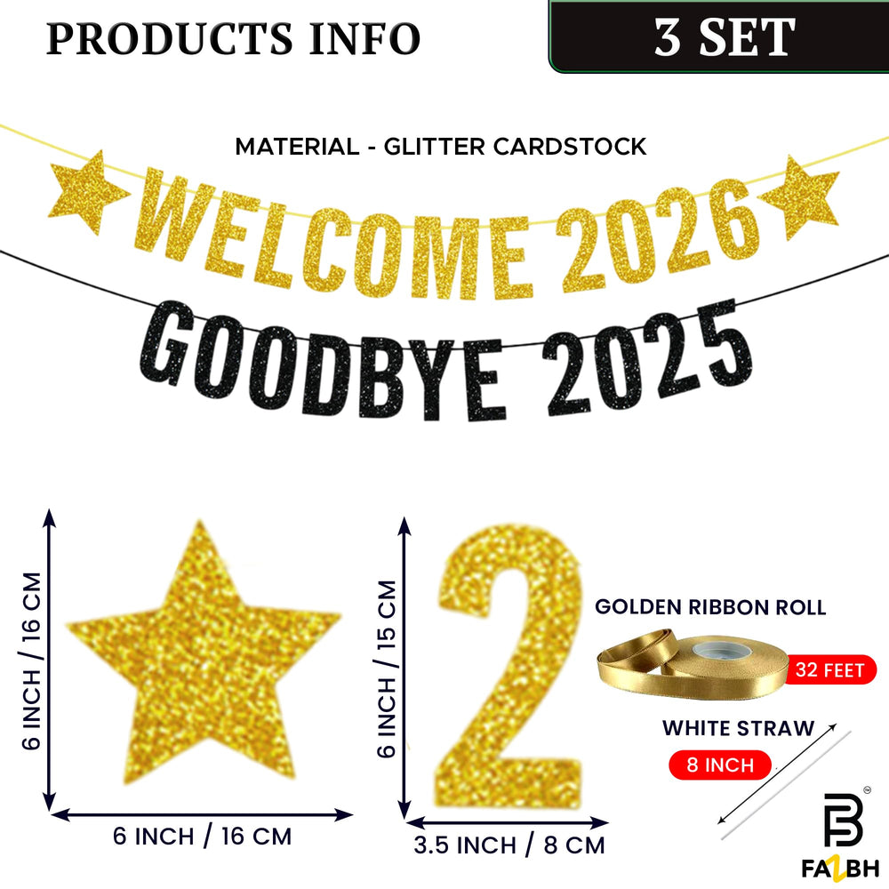 FazBh 20ft star garlands create a glamorous black, gold and silver spectacle