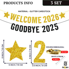 FazBh 20ft star garlands create a glamorous black, gold and silver spectacle