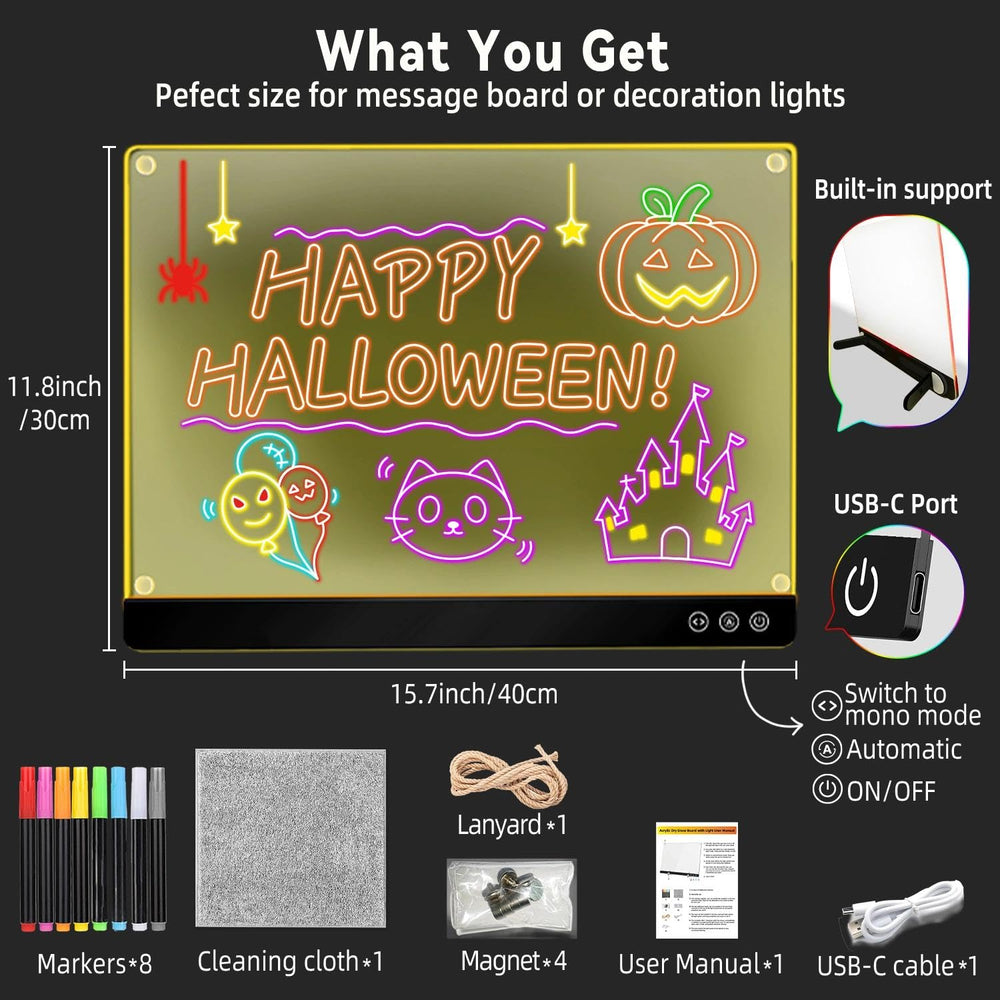 FAZHENWJ LED note board includes 8 markers pack for colorful notes