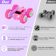 FDCTR LED headlights and wheel lights for exciting night play.
