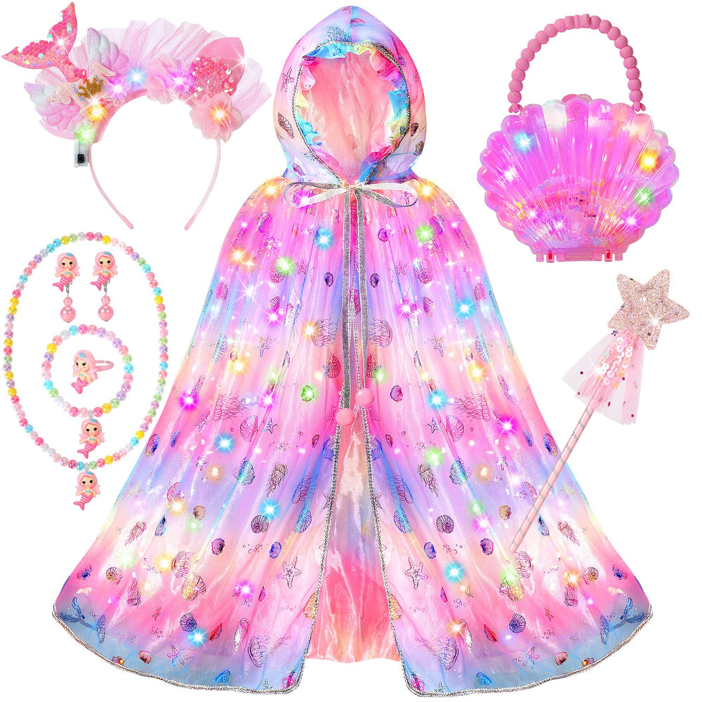 Fedio Mermaid dress up cape glow for nighttime imaginative play