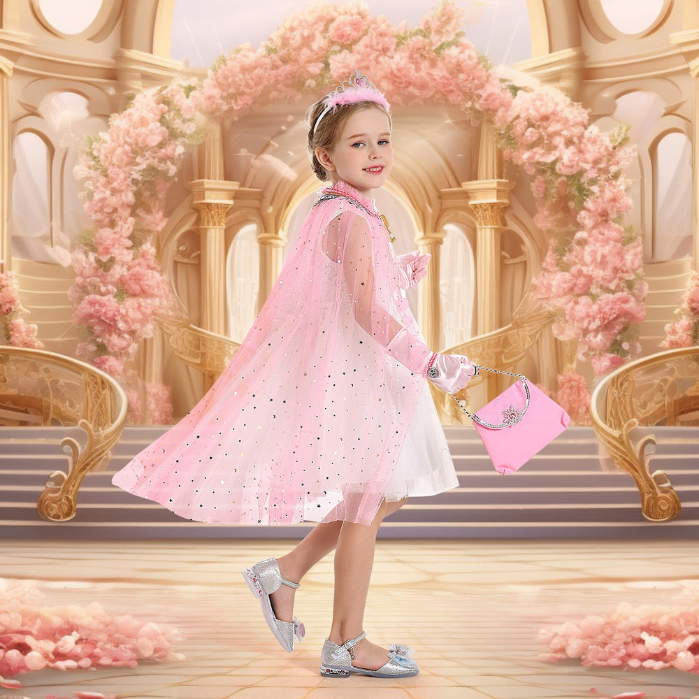 Fedio princess accessories spread with purse, crown, rings, and bracelet.