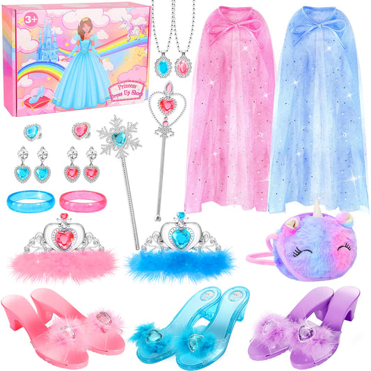 Fedio Princess Dress Up Shoes Set Pair 1 with soft pink glitter for pretend play