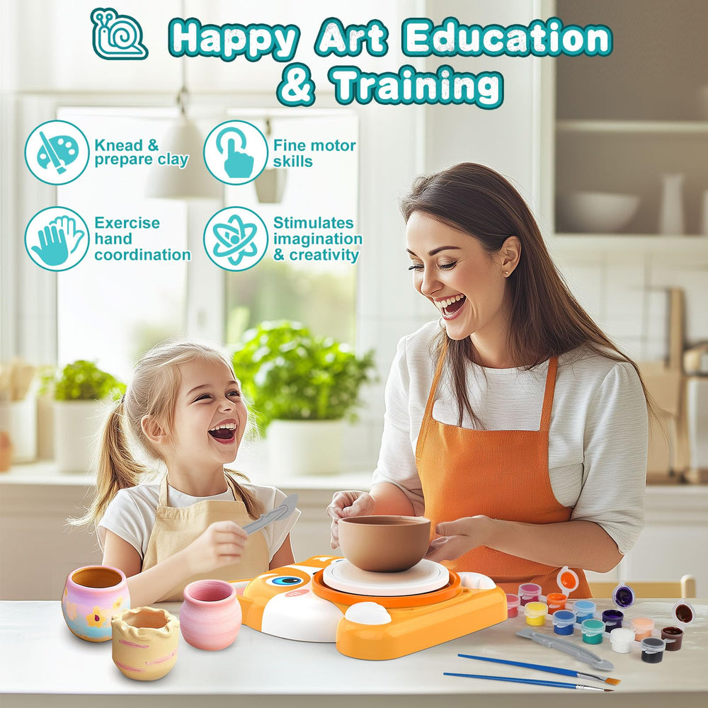 Fedonak Kids Pottery Wheel Kit water tray and sponge for easy cleanup