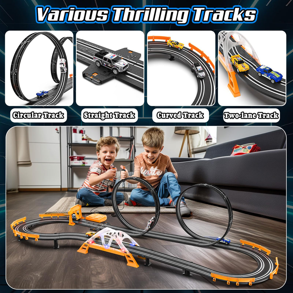 Fedonak slot car lap counter records real-time race progress.