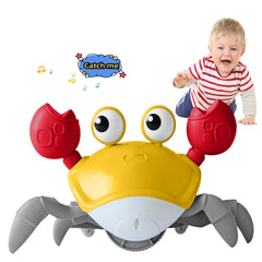 FEELGUY Crawling Crab Toy front view, kid-friendly interactive play and bright lights.