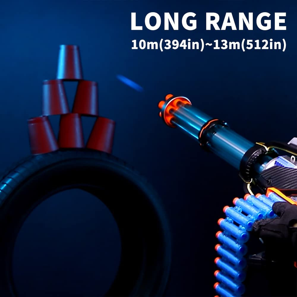 FEIDAMA Gatling Toy Gun blue 360-rotation for dynamic battles.
