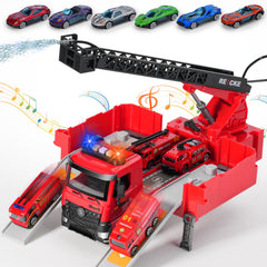 FEIDAMA fire truck toy with foldable ladder for imaginative indoor play.