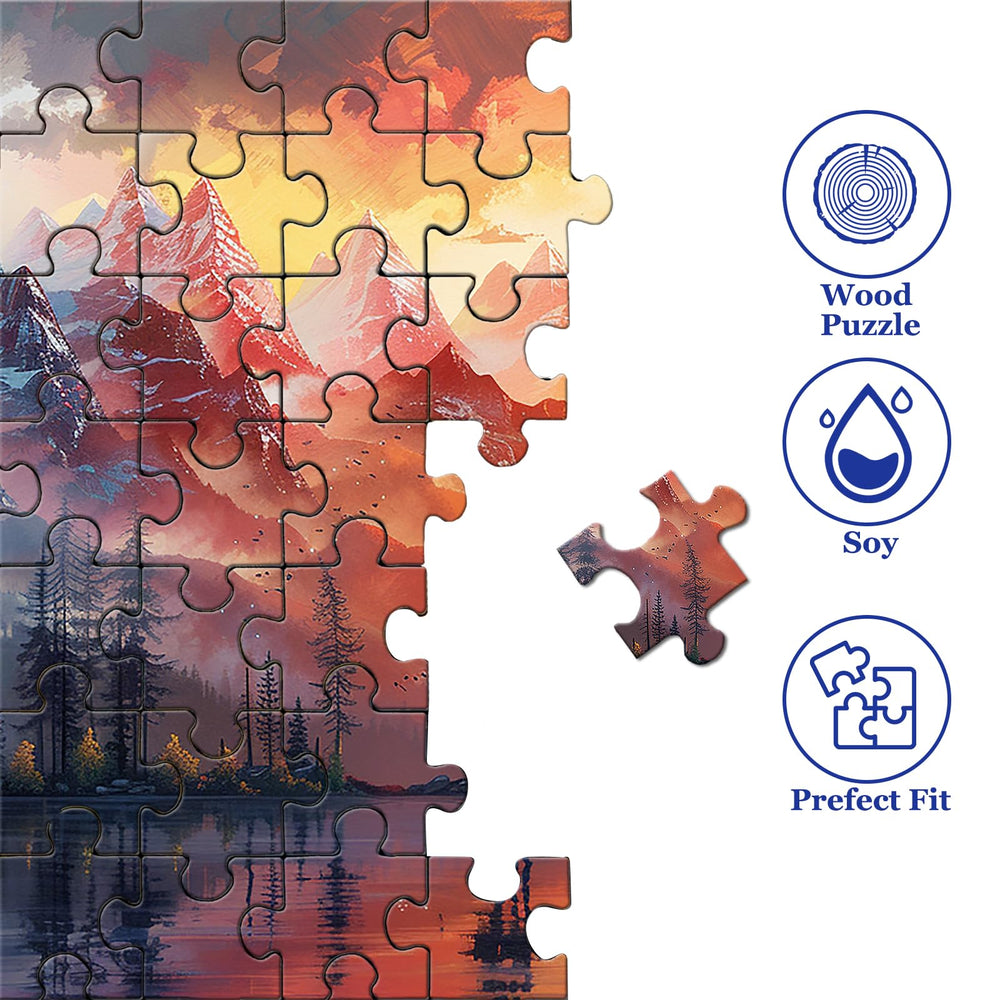 FEIMEIZE wooden puzzle pieces close-up showing natural grain and durable design benefits