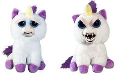 Feisty Pets Glenda Glitterpoop unicorn during a squeeze, a playful mood switch.