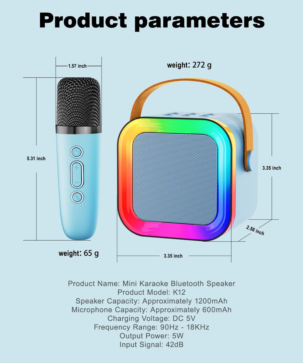 Feix g mini karaoke blue family use suitable for kids and adults.
