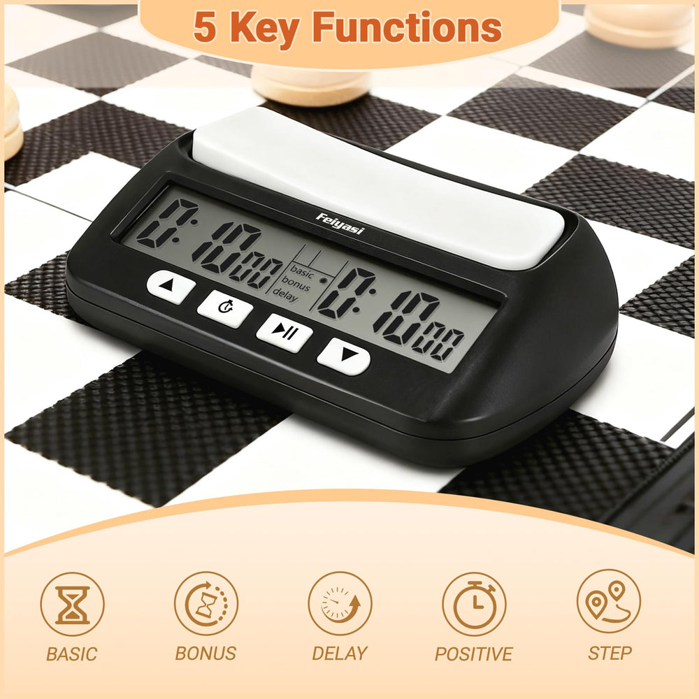 Feiyasi digital chess clock display with clear timing readouts