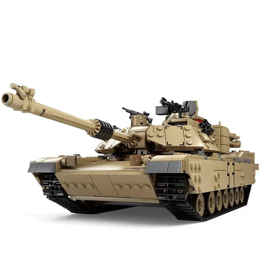 Feleph M1A2 Tank Set unboxing view shows 1463+ bricks for immersive building.