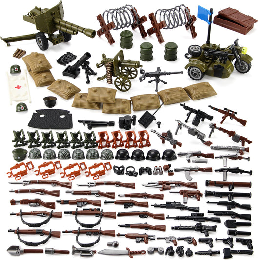 Feleph WW2 weapons set featuring US military toy kit parts for imaginative play and display