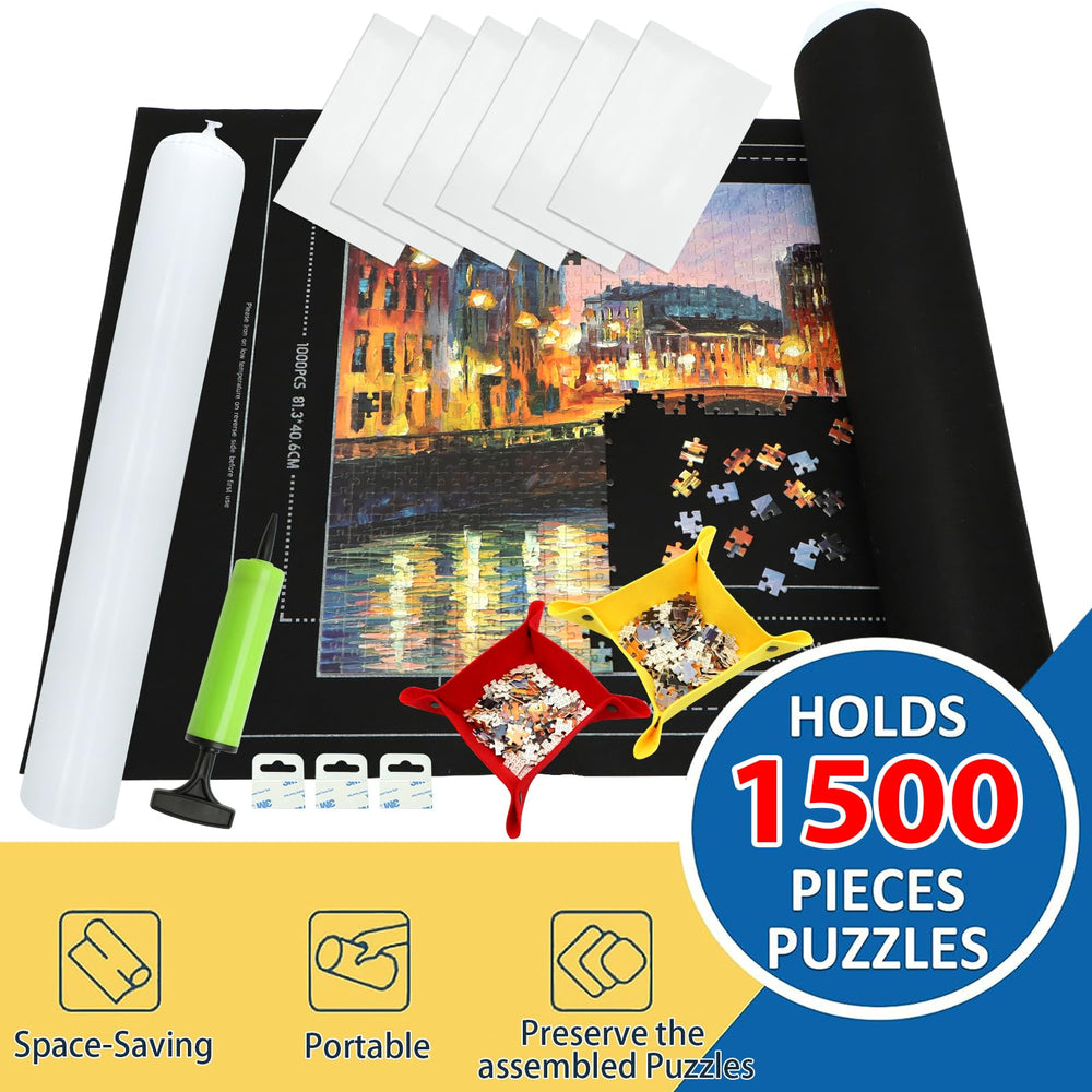 FELIZROCA Puzzle Mat RollUp Kit rolled up in its bag for travel-friendly storage.