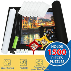 FELIZROCA Puzzle Mat RollUp Kit rolled up in its bag for travel-friendly storage.