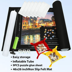 FELIZROCA Puzzle Mat RollUp Kit storage bag and straps keeping pieces safe.