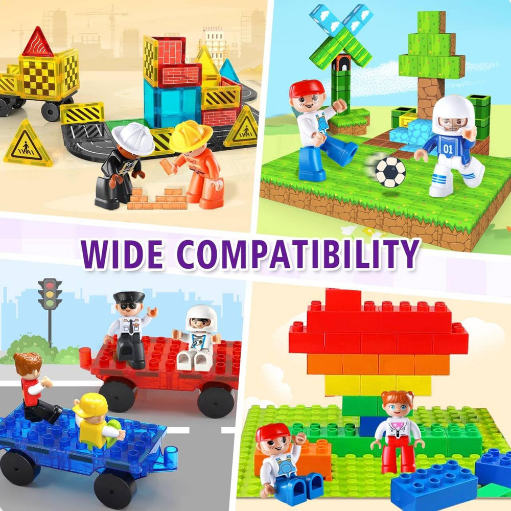Durable Feoxialy ABS plastic figures fit securely with tiles.