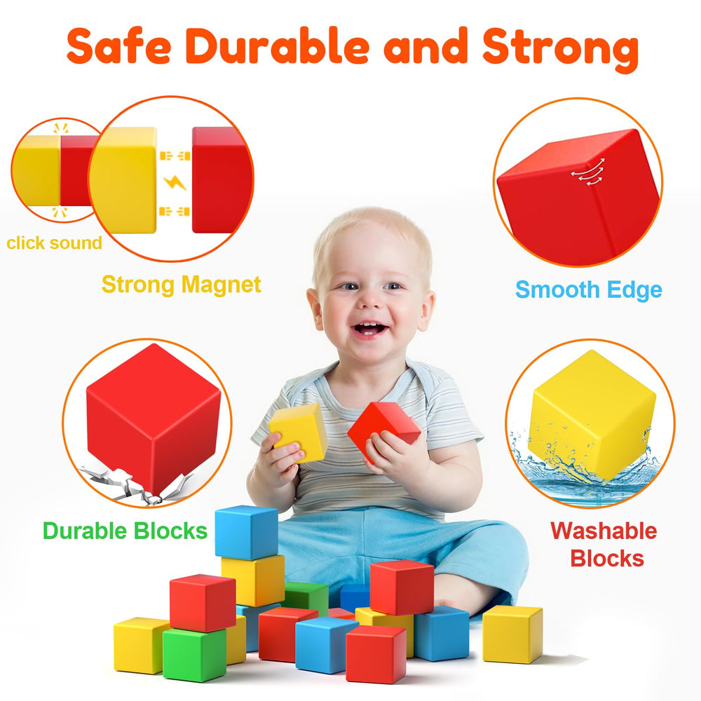 Feoxialy magnetic blocks with strong magnets ensure firm clicks during play.