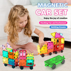Feoxialy magnetic tiles cars open-ended assembly invites creative building sessions.